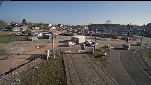 Webcam-Foto vom Abriss des BSAG-Betriebshof Gröpelingen aus dem April 2020