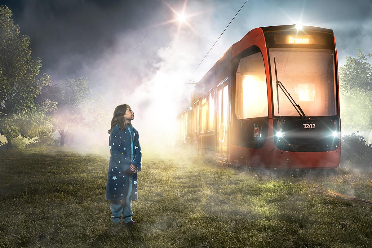 Werbemotiv für das »Nordlicht« - Die neue Straßenbahn der BSAG