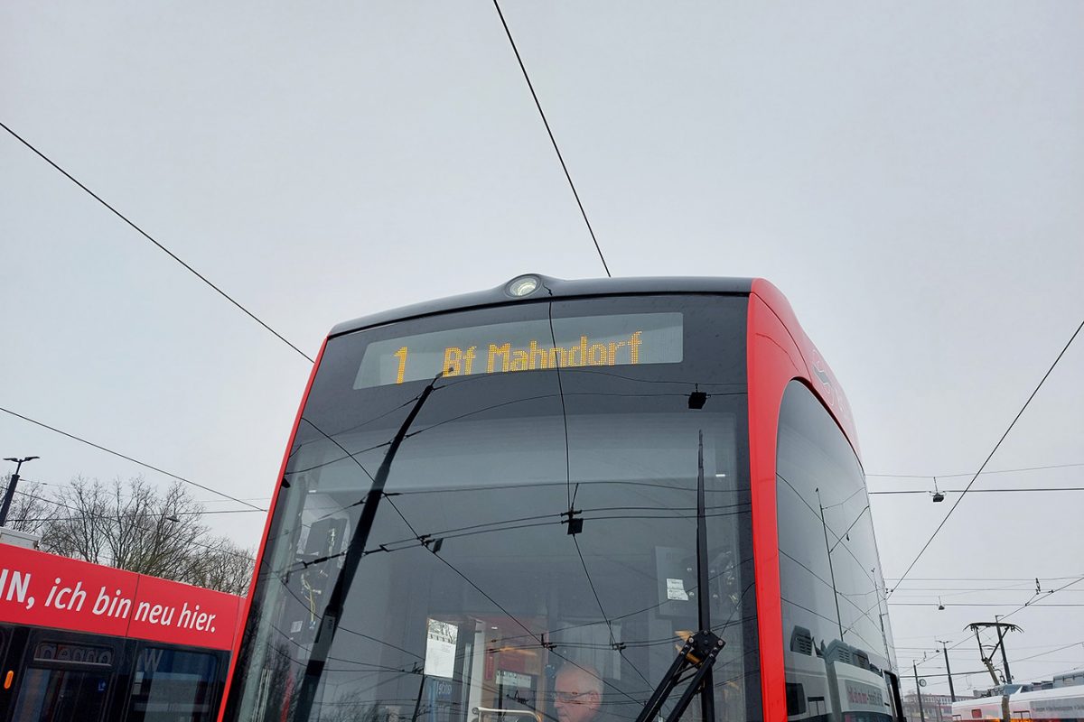 Nordlich BSAG Straßenbahn Zieltext angezeigt